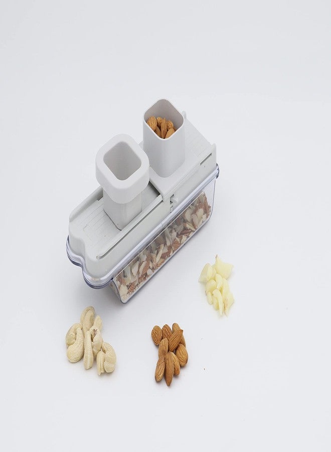 UNITRA Vegetable and Dry Fruit Slicer - Multipurpose Dry Fruit, Garlic Ginger Slicer with Hand Guard, Thickness Setting and Container - Image 4